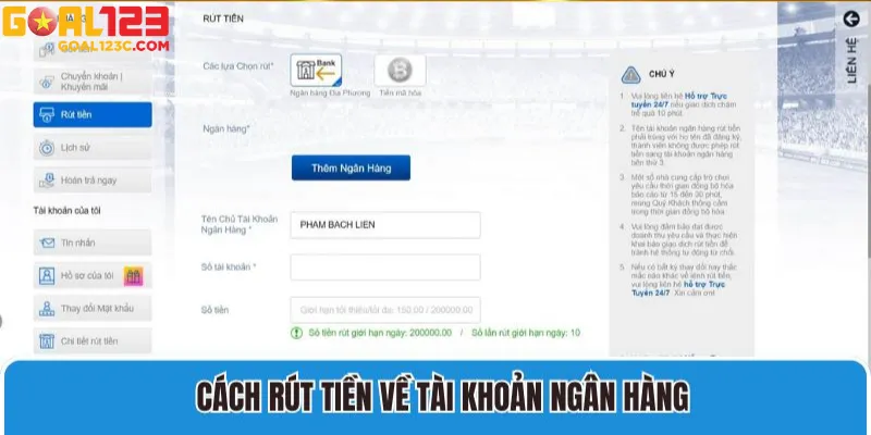 Hướng Dẫn Rút Tiền Goal123 – Quy Trình Đơn Giản Và Nhanh Chóng!